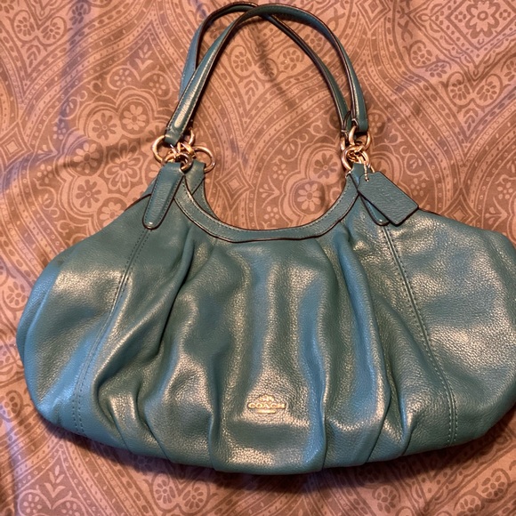 Coach Handbags - Turquoise Coach Leather Handbag